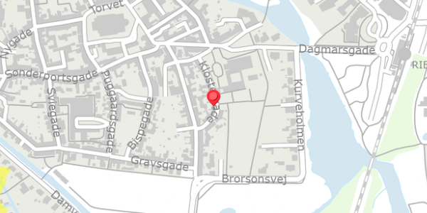 Trafikstøjkort på Klostergade 28, 6760 Ribe