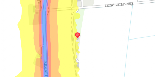 Trafikstøjkort på Lundsmarkvej 2, 6760 Ribe