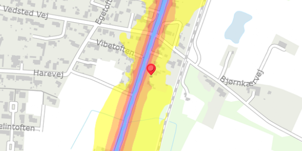 Trafikstøjkort på Ribevej 21, 6760 Ribe