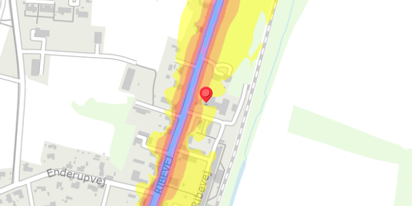 Trafikstøjkort på Ribevej 27, 6760 Ribe