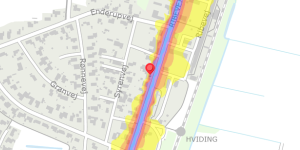 Trafikstøjkort på Ribevej 64, 6760 Ribe