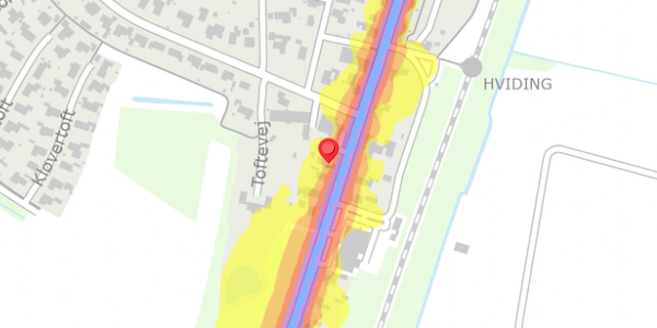 Trafikstøjkort på Ribevej 84, 6760 Ribe