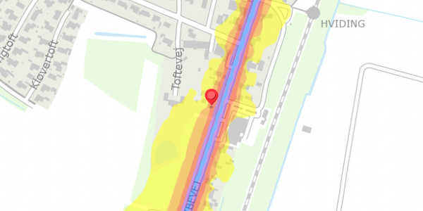 Trafikstøjkort på Ribevej 90, 6760 Ribe