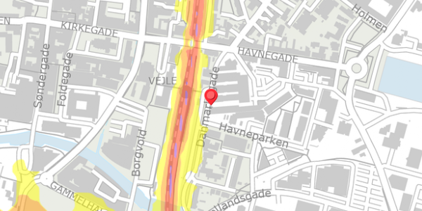 Trafikstøjkort på Danmarksgade 3D, . 13, 7100 Vejle
