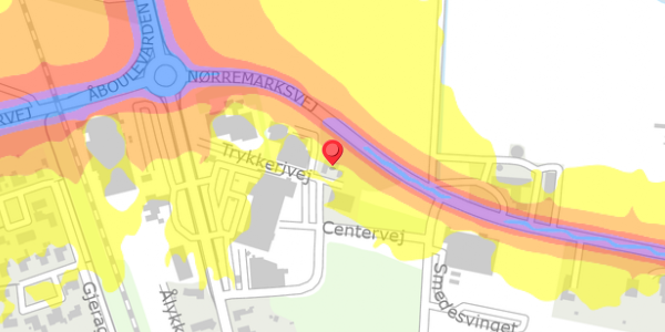Trafikstøjkort på Trykkerivej 2, 6880 Tarm