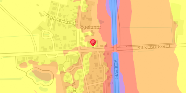 Trafikstøjkort på Silkeborgvej 3, 7442 Engesvang