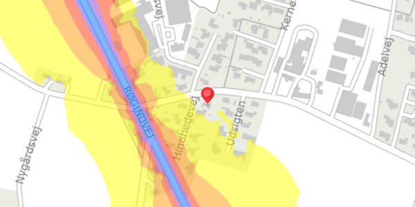 Trafikstøjkort på Adelvej 4B, 6940 Lem St