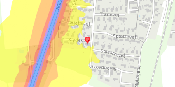 Trafikstøjkort på Klydevej 1, . , 6980 Tim