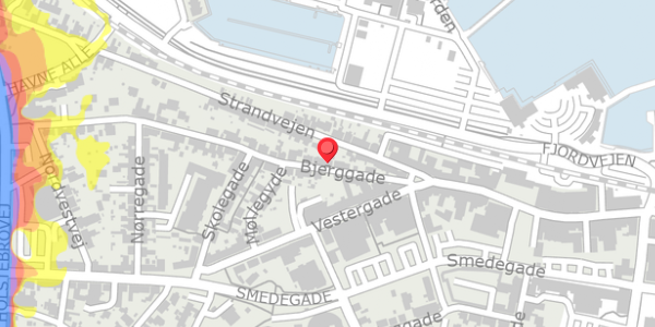 Trafikstøjkort på Bjerggade 10, . , 7600 Struer