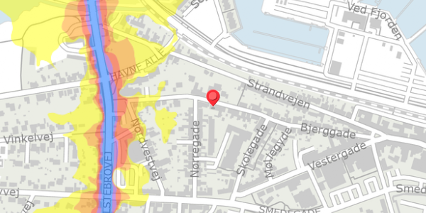 Trafikstøjkort på Bjerggade 29C, . , 7600 Struer