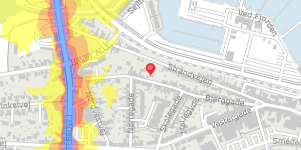 Trafikstøjkort på Bjerggade 36, 7600 Struer