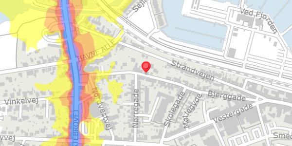 Trafikstøjkort på Bjerggade 38, . , 7600 Struer