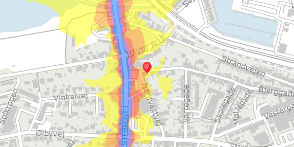 Trafikstøjkort på Bjerggade 51, . , 7600 Struer