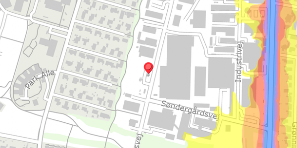 Trafikstøjkort på Fabriksvej 22, 7600 Struer