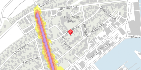 Trafikstøjkort på Ternevej 21, . , 7680 Thyborøn