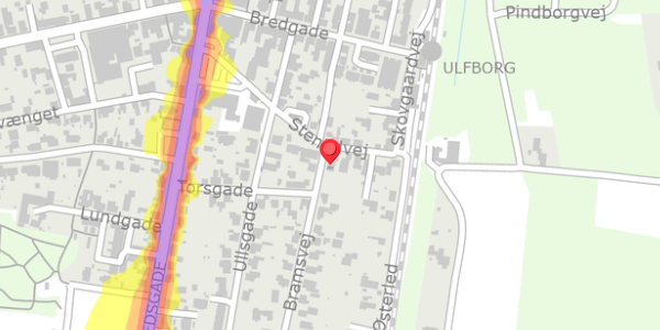 Trafikstøjkort på Bramsvej 1, 6990 Ulfborg
