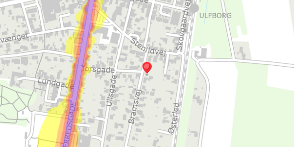 Trafikstøjkort på Bramsvej 5A, 6990 Ulfborg
