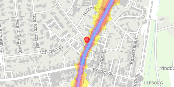 Trafikstøjkort på Holmegade 13, 6990 Ulfborg
