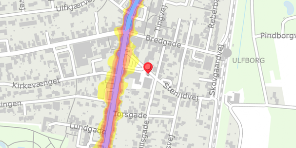Trafikstøjkort på Stenildvej 4, 6990 Ulfborg