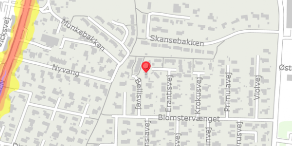 Trafikstøjkort på Erantisvej 13, 8400 Ebeltoft