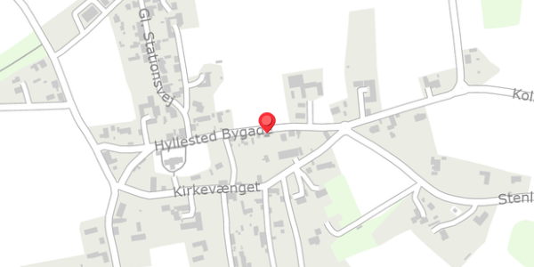 Trafikstøjkort på Hyllested Bygade 16, 8400 Ebeltoft