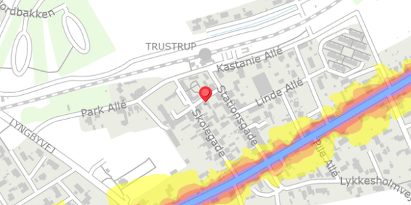 Trafikstøjkort på Arkesvej 1, . , 8570 Trustrup