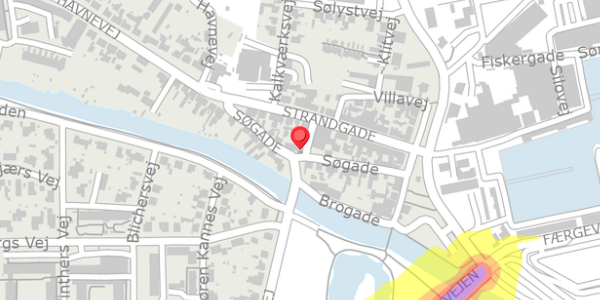 Trafikstøjkort på Søgade 24, . , 8500 Grenaa
