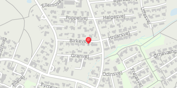 Trafikstøjkort på Birkevej 10, 8370 Hadsten