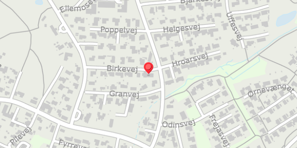 Trafikstøjkort på Birkevej 12, 8370 Hadsten