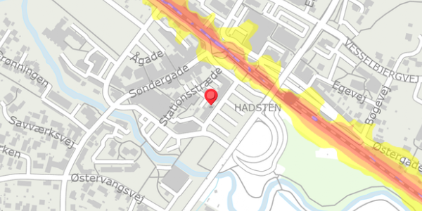 Trafikstøjkort på Stationsstræde 21, 2. , 8370 Hadsten