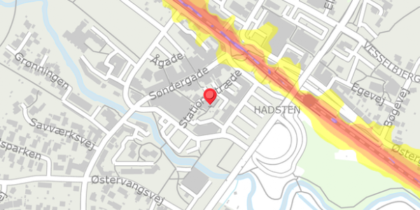 Trafikstøjkort på Stationsstræde 51, 8370 Hadsten