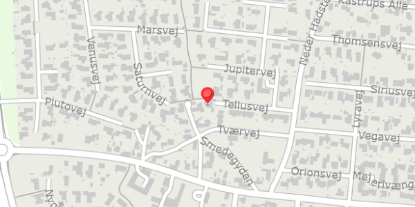 Trafikstøjkort på Tellusvej 13, 8370 Hadsten