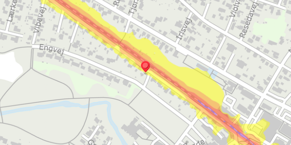 Trafikstøjkort på Vestergade 21, 1. , 8370 Hadsten