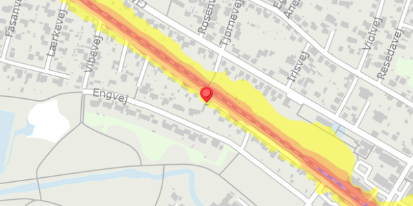 Trafikstøjkort på Vestergade 29, 8370 Hadsten