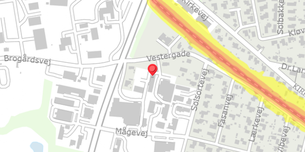 Trafikstøjkort på Vestergade 79, . , 8370 Hadsten