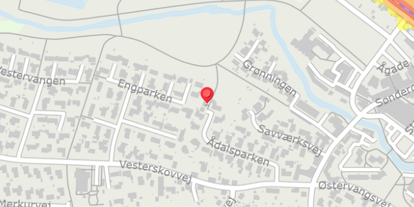 Trafikstøjkort på Ådalsparken 21, 8370 Hadsten