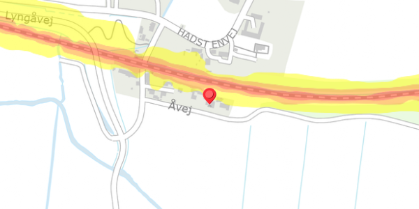 Trafikstøjkort på Åvej 5, . , 8370 Hadsten