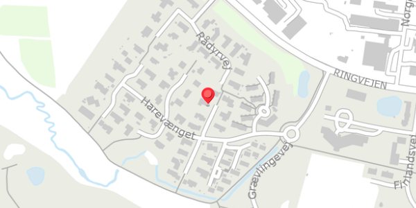 Trafikstøjkort på Harevænget 12, 8450 Hammel