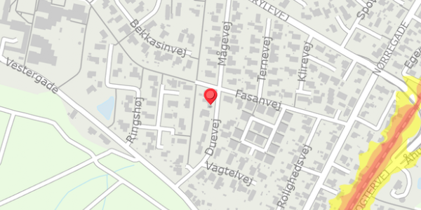 Trafikstøjkort på Duevej 2, 8382 Hinnerup