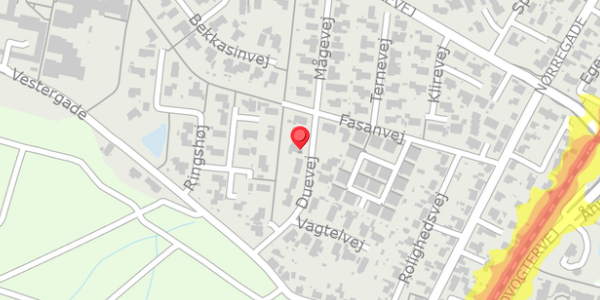 Trafikstøjkort på Duevej 4, . , 8382 Hinnerup