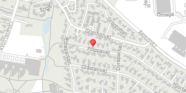 Trafikstøjkort på Filippavej 8, 8382 Hinnerup