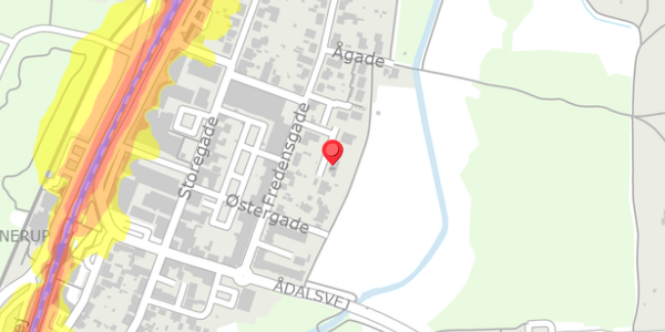 Trafikstøjkort på Fredensgade 12B, . , 8382 Hinnerup