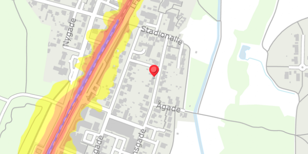 Trafikstøjkort på Fredensgade 21, 8382 Hinnerup