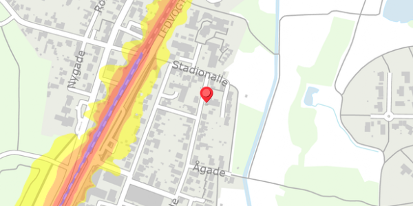 Trafikstøjkort på Fredensgade 30, . , 8382 Hinnerup