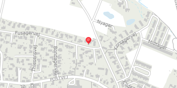 Trafikstøjkort på Fusagervej 4, . , 8382 Hinnerup
