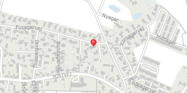 Trafikstøjkort på Fusagervej 11, . , 8382 Hinnerup