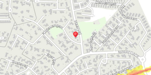 Trafikstøjkort på Kildevangen 2, 8382 Hinnerup