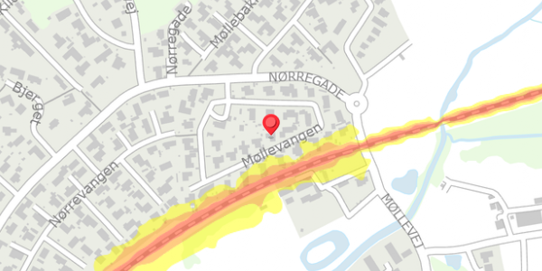 Trafikstøjkort på Møllevangen 13, . , 8382 Hinnerup
