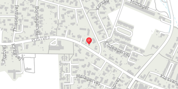 Trafikstøjkort på Postvej 16, 8382 Hinnerup