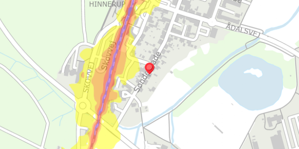 Trafikstøjkort på Søndergade 21, 8382 Hinnerup